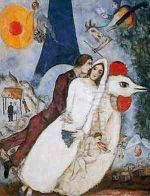 Marc Chagall, I fidanzati della Torre Eiffel (1939)