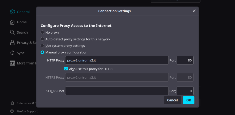 Esempio di configurazione del proxy